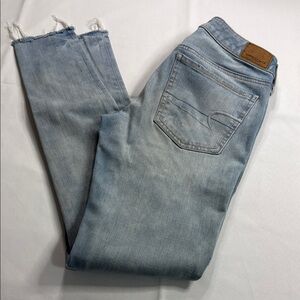 American Eagle Blue Jeggings with Vintage Faded Look